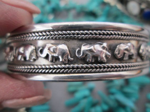 Sterling Silver ELEPHANT Cuff Bracelet from Bali>… - image 1