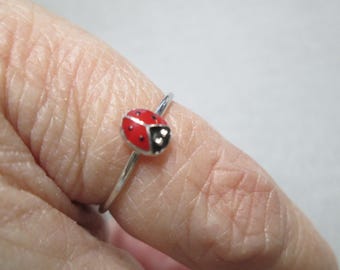 Sterling Silver LADYBUG Ring>Ladybug Ring,925 Ladybird ring,Dainty Ladybug ring,Small Ladybug Jewelry,Children's ring,Sorority ring