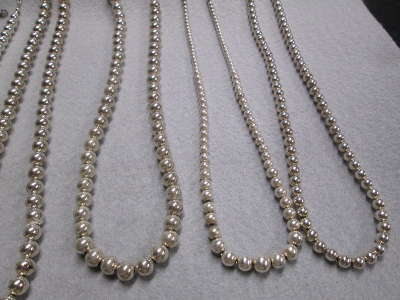 NOT PLATED or Plastic 7 Styles of Sterling Silver Navajo Pearls to Choose FromBeautiful Sterling Ball Bead NecklacesVintage