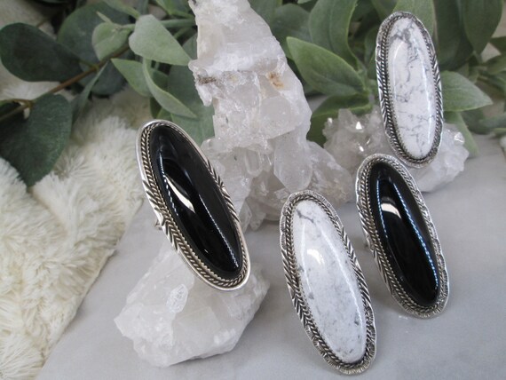 Native Black Onyx Ring or White Buffalo Ring>925 … - image 10