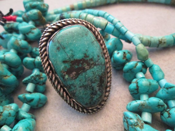 Native American Turquoise ring>925 Turquoise Ring… - image 6