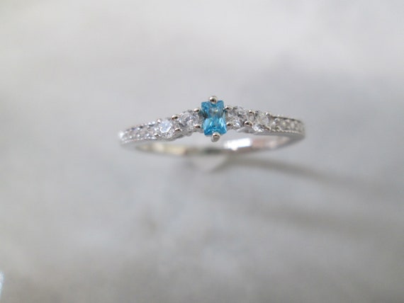 Dainty AQUAMARINE Sterling Silver Ring>925 Aquama… - image 5