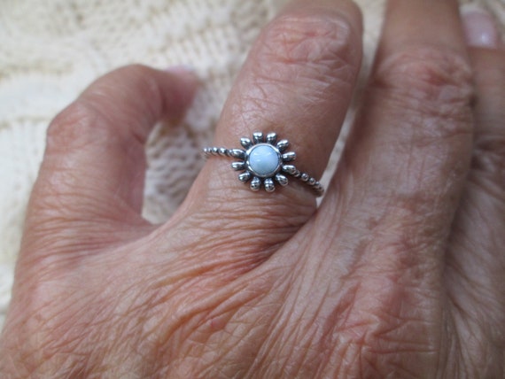 LARIMAR Flower Ring>925 Sterling Flower ring,Natu… - image 3