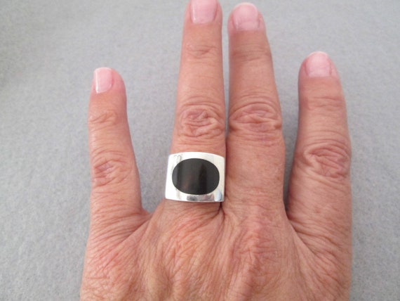 Petrified Wood Ring>Sterling Silver Ring with Petrified Wood Inlay,925 Sterling Ring,925 Petrified Wood Ring,Vintage Wood ring,Wood and 925