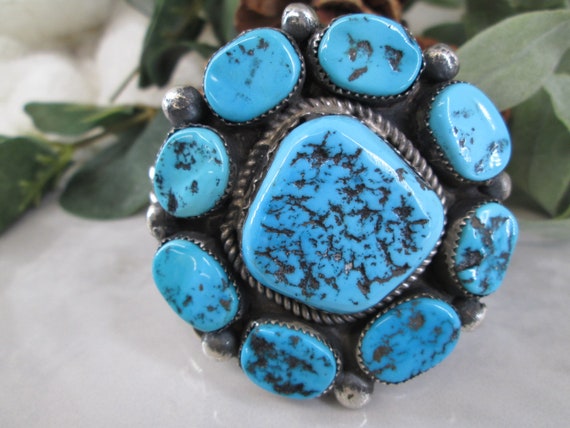 Native American TURQUOISE Sterling Cuff Bracelet>… - image 5