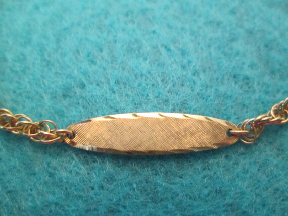 Dainty Solid 14kt. Gold Chain Link Bracelet>Engra… - image 6