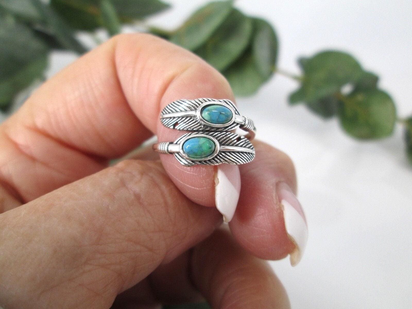 アクセサリー Feather Wrap Ring Indian jewerly SV925 Adjustable Feather Wrap Ring - 925 Sterling Silver – woot & hammy