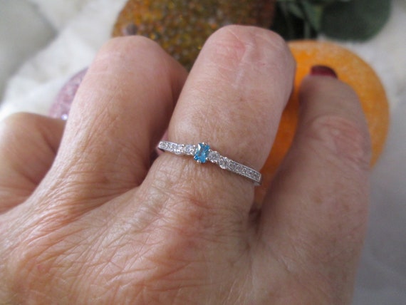 Dainty AQUAMARINE Sterling Silver Ring>925 Aquama… - image 3