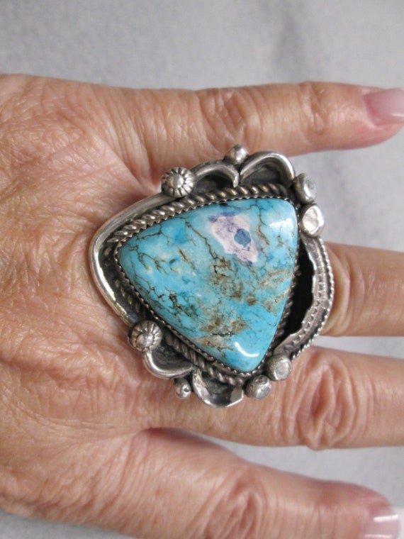 Native American TURQUOISE Statement Ring>Large Ge… - image 6