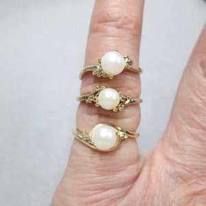 Solid 10kt. Gold Cultured PEARL Ring>Vintage Cultured Pearl Rings,Solid 10kt.Real gold ring,Pearls,Pearl Ring,10kt.Gold Ring,Gift for Her bild 4