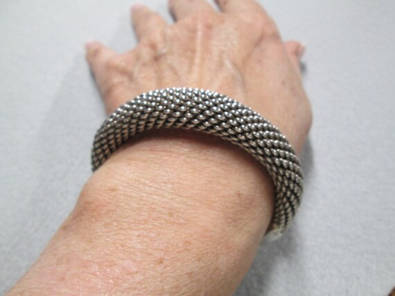Sterling Silver Woven Cuff Bracelet>Heavy 925 Ste… - image 5