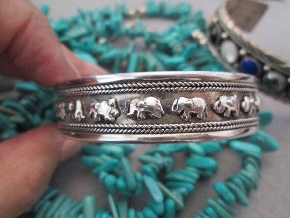 Sterling Silver ELEPHANT Cuff Bracelet from Bali>… - image 3