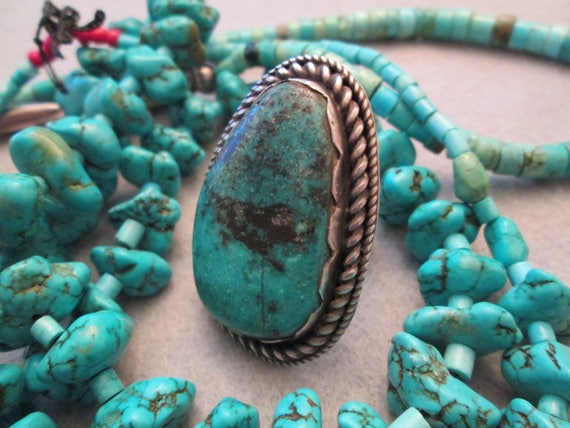 Native American Turquoise ring>925 Turquoise Ring… - image 5