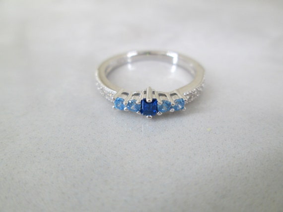 SAPPHIRE & Blue TOPAZ Sterling Silver Ring>Dainty… - image 6