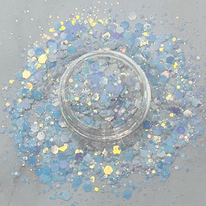 BAECATION Blanco Rosa Azul Opalescent Chunky Glitter / Body Glitter / Nail art, Glitter para Tumblers, Resin, Craft Glitter