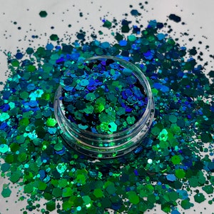 Blue Green Glitter &quot;MIRAGE&quot; Color Shifting Glitter, Chunky Glitter / Craft Glitter