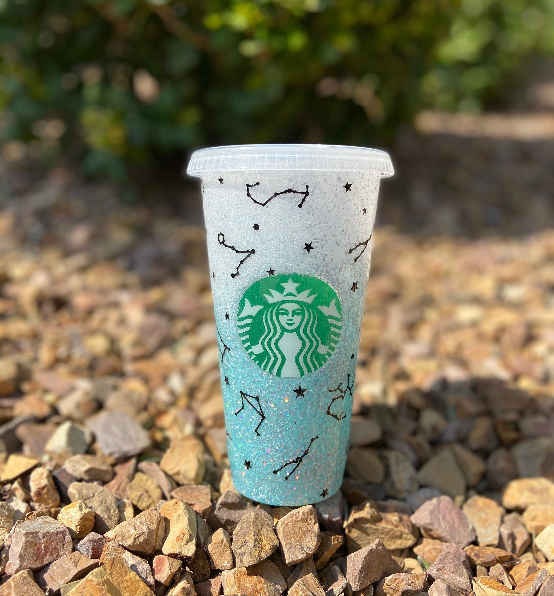 Zodiac Starbucks Cup / Reusable Cup / Epoxy / Lid and Straw Etsy