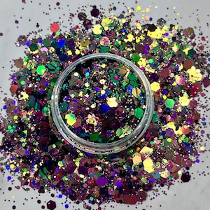 TRIPPIE Color Shifting Glitter, Chunky Glitter Mix / Body Glitter / Nail art, Glitter for Tumblers, Resin, Craft Glitter