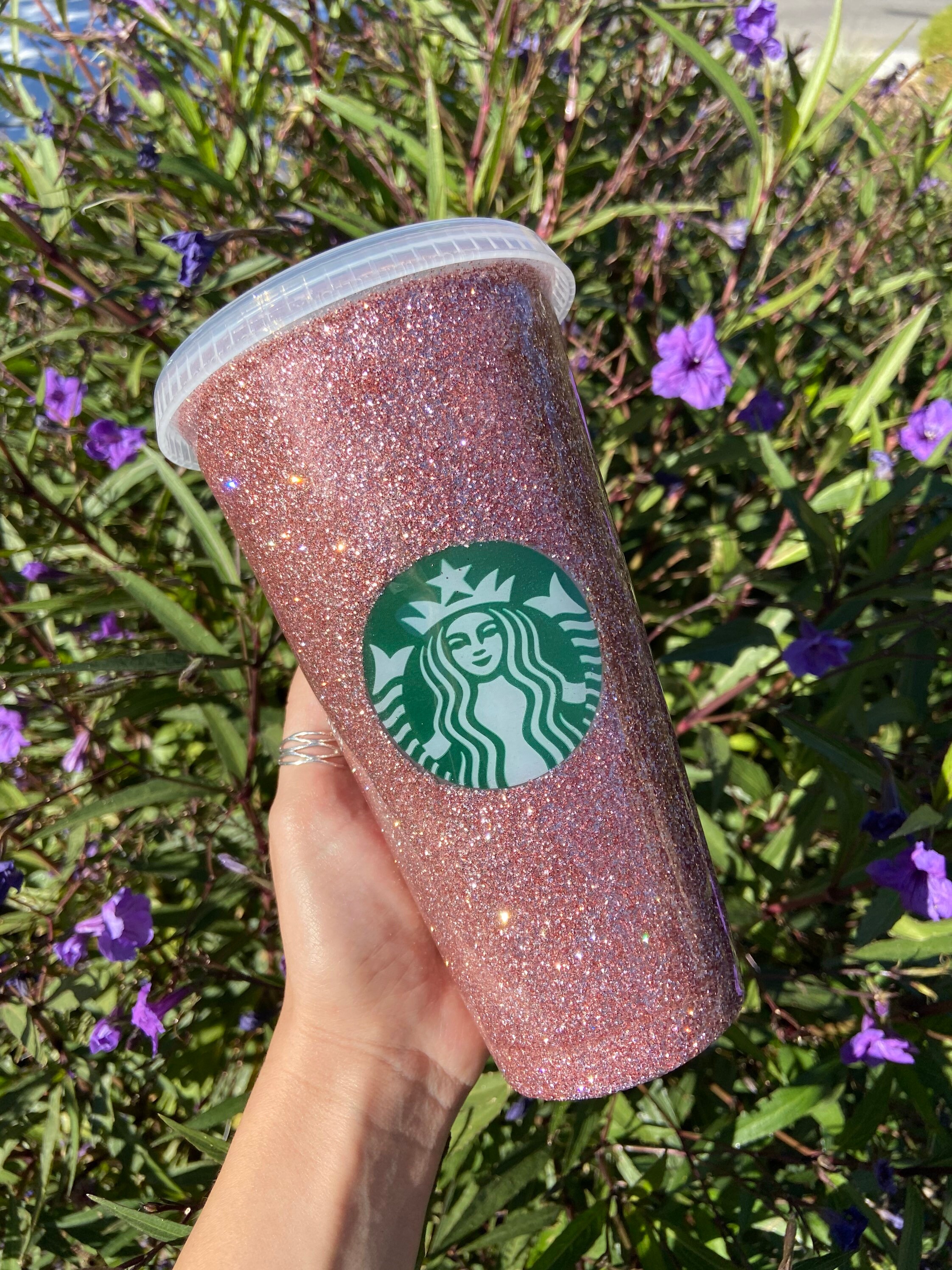 Rose Gold Cup / Starbucks Glitter Cup / Epoxy Cup / Etsy