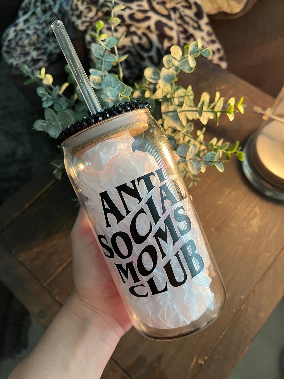 Iced Coffee Glass Antisocial Moms Club Cup Beer Can Glass - Etsy
