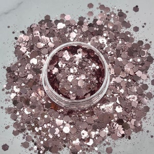 DESERT ROSE Rose Gold Glitter, Chunky Glitter /  Body Glitter / Nail art, Glitter for Tumblers, Resin, Craft Glitter