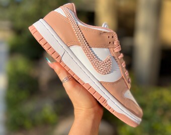 Nike Dunks With Bling Custom Bling Sneakers Rhinestone Rose