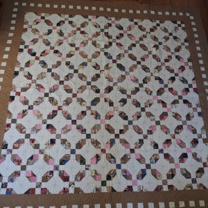 Snowball and Nine Patch Queen Bed Size Quilt