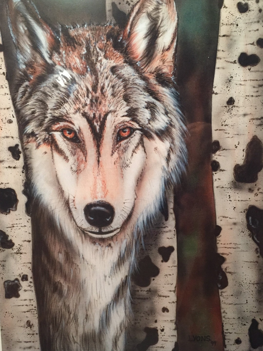 Wolf in Aspen Trees - Etsy