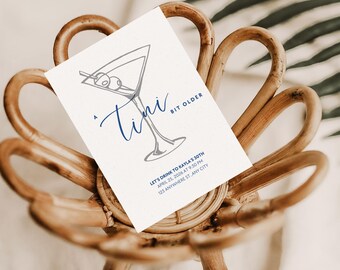 Bewerkbare verjaardagsuitnodiging sjabloon 5 x 7 | Elegante moderne verjaardagsuitnodiging voor volwassenen | Minimalistische cocktailparty