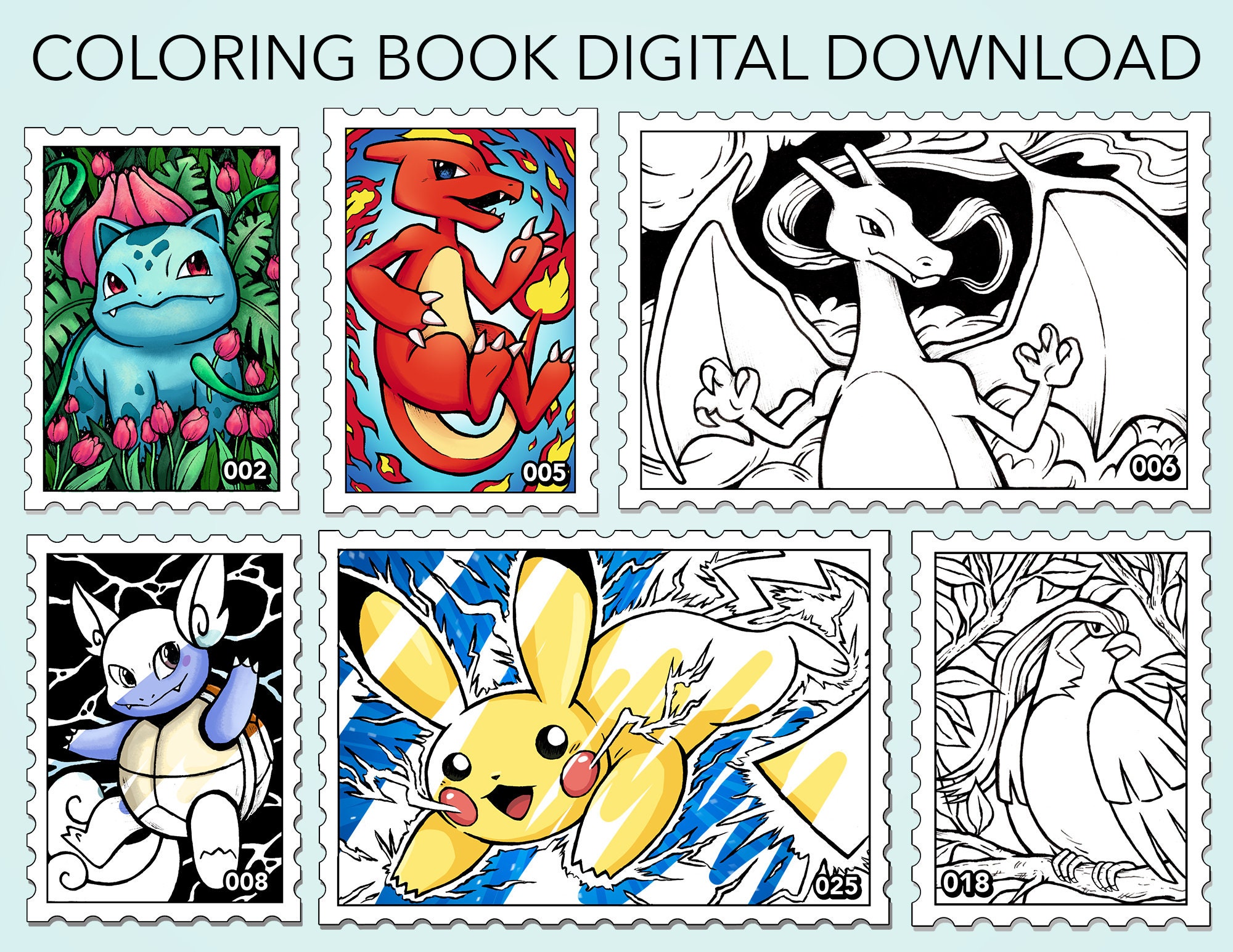 Pokemon Coloring Sheets 78 Digital PDF Coloring Pages -  Sweden