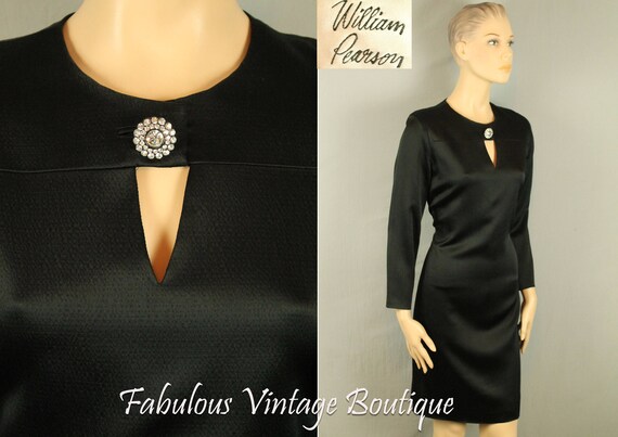 Vtg WILLIAM PEARSON Black Liquid Satin Cocktail Pa