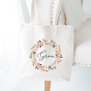 Bridesmaid Tote Bags-Boho Wedding Welcome Bag-Bridal Party Bag-Personalized Bridesmaid Bags-Boho gift-Bridesmaid Gifts-Wedding Guest Tote image 1