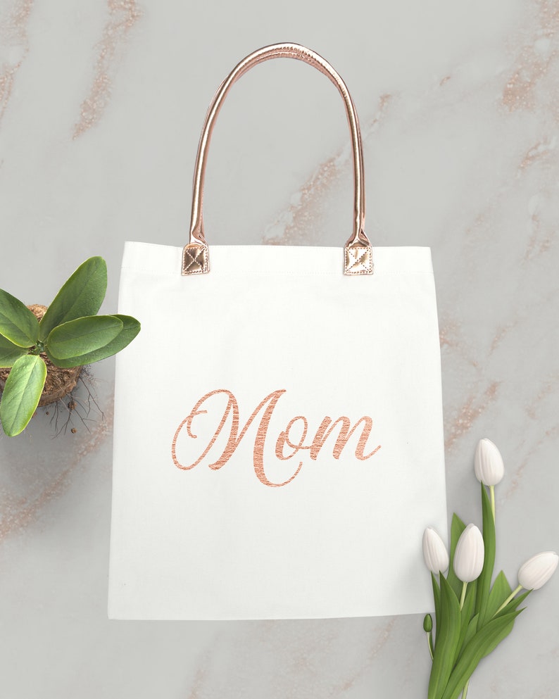 Rose Gold handle Tote Bag-Bride tote bag-Bridesmaid Tote Bag-Bridal Party Bag-Personalized Bridesmaid Bags-Bridal Party gift-Bridesmaid Gift