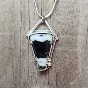 Sterling Silver Zebra Jasper Pendant Necklace, Artisan, Hand Made