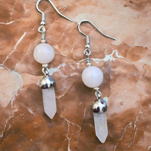 Rose Quartz Heart Chakra Artisan Earrings, Handcrafted
