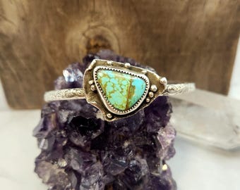 Sterling Silver, Tyrone Turquoise Artisan Cuff Bracelet, Handcrafted