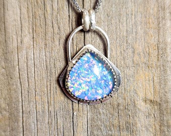 Opal Quartz Doublet Pendant Necklace – Handmade Sterling Silver Artisan Jewelry, Boho Statement Gift