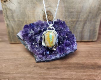Handmade Broken Arrow Variscite Pendant Necklace – Sterling Silver Boho Statement Jewelry
