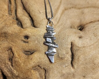Recycled Sterling Silver Pendant Necklace, Brutalist Statement, Boho Artisan Jewelry
