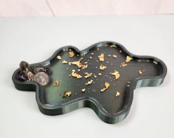 Plateau à bijoux Lune et Étoiles Célestes, Porte-bagues imprimé en 3D, Porte-cristaux, Organisateur de coiffeuse