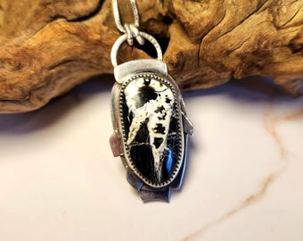 White Buffalo Turquoise Sterling Silver Pendant Necklace, Boho Statement Artisan Jewelry