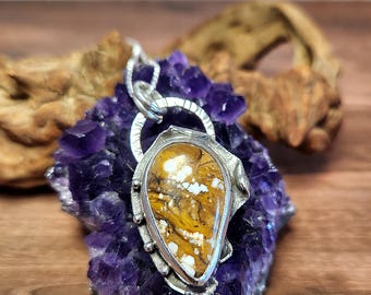 Handmade Wildhorse Magnesite Sterling Silver Pendant – Artisan Boho Statement Necklace