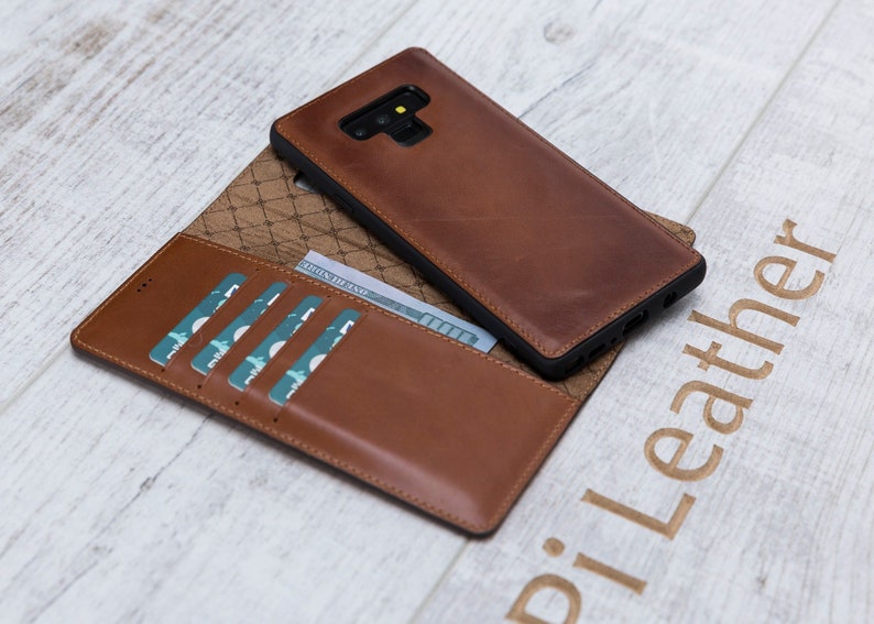 S9+ Note 9 Genuine Leather Magnetic Detachable Wallet Case Personalized Laser Engraved and Letter Printing Samsung Galaxy Note 9 Note 8