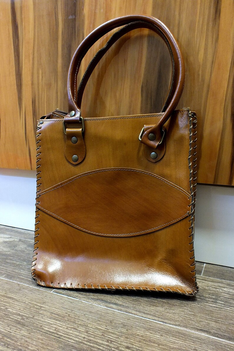raw leather tote