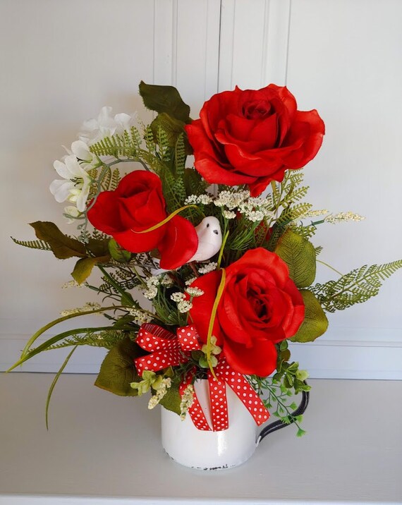 Valentine's Arrangement Valentine's Centerpiece Roses | Etsy