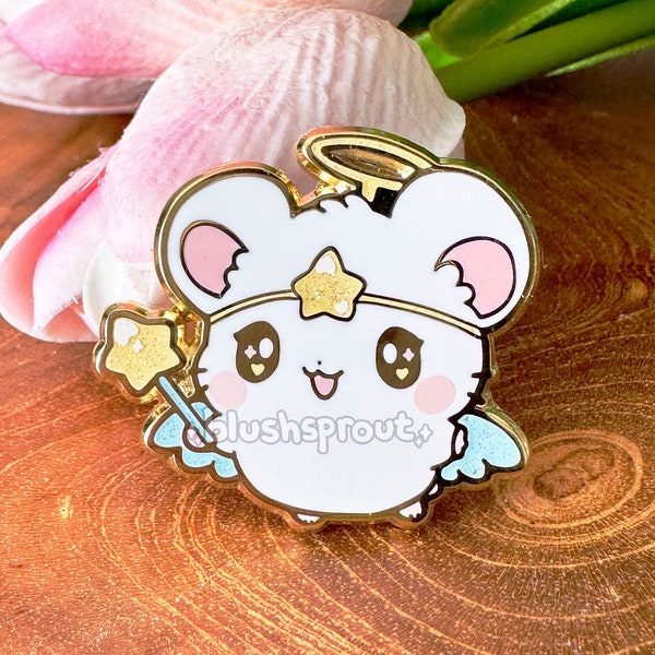 Harmony Hamtaro Ham-Ham Heartbreak Enamel Pin | Cute Kawaii Angel Hamster Tottoko Hamutaro Pin, Anime Manga Chibi Cartoon Lapel Pin
