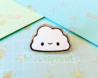 Kawaii Cloud Mini Enamel Pin | Cute Pastel Filler Pin, Tiny Hard Enamel Lapel Pin