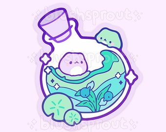 Frog Pond Potion 3" Matte Vinyl Sticker | Cute Froggy Sticker, Magic Witch Cottagecore Froggie Water Bottle, Car Decal