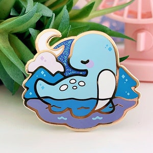 Loch Ness Monster Cute Cryptid Enamel Pin | Nessie Glitter Starry Pin, Kawaii Mythical Creature, Pastel Chibi Dinosaur Gift