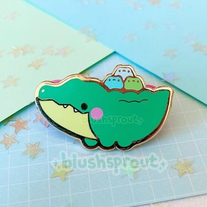 Alligator Enamel Pin | Cute Kawaii Gator Pin, Green Crocodile Reptile Lapel Pin, Froggy Frog Hard Enamel Pin